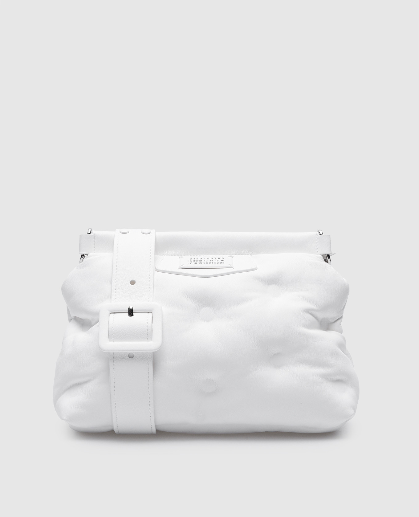 

Белая кожаная сумка с логотипом, Белый, Сумки на плечо