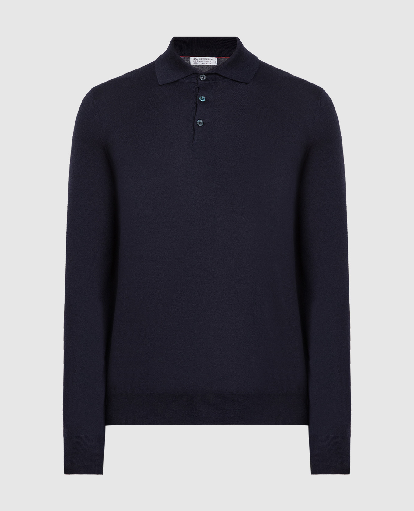 Blue wool and cashmere polo shirt