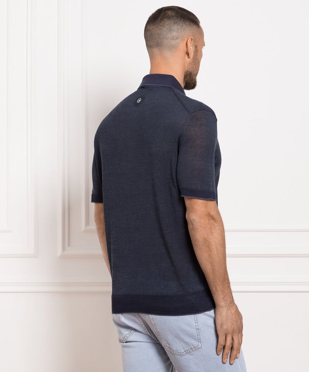Stefano Ricci Blue linen and silk polo shirt K616328P31F23241 image 4