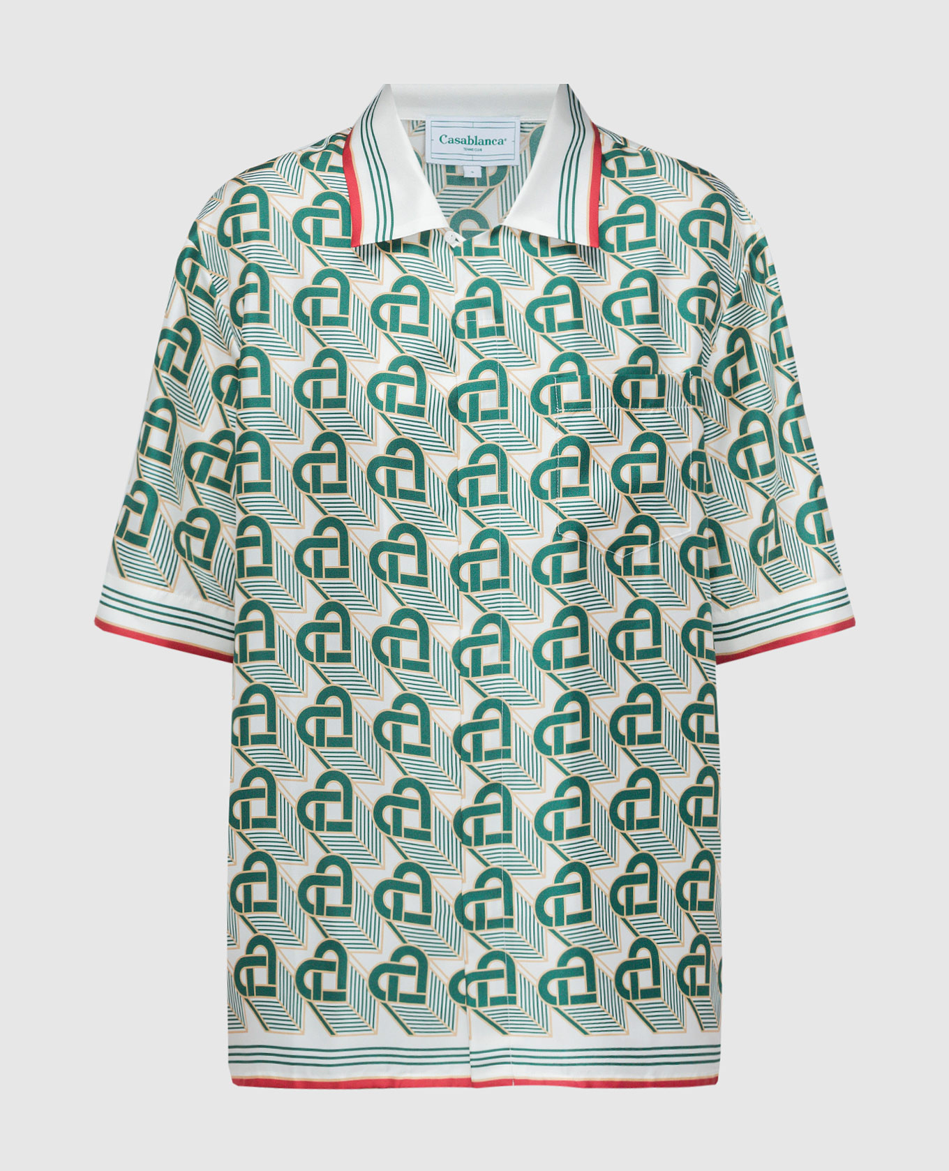 

Белая блуза из шелка в узоре Heart Monogram, Белый, Блузы