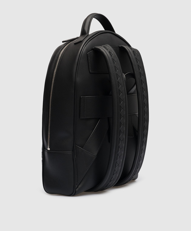 Serapian Black leather backpack with Mosaico weaving SRMOSMLL712328Y001 изображение 3
