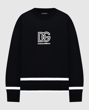 Dolce&Gabbana Черный свитшот с контрастным принтом логотипа G9AUTTG7L3Z