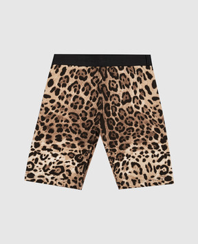 Dolce&Gabbana Детские коричневые шорты в леопардовом принте. L5JQ68G7I2L