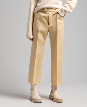 Jil Sander Жовті укорочені штани з вовни з ремінцем J02KA0157J40021