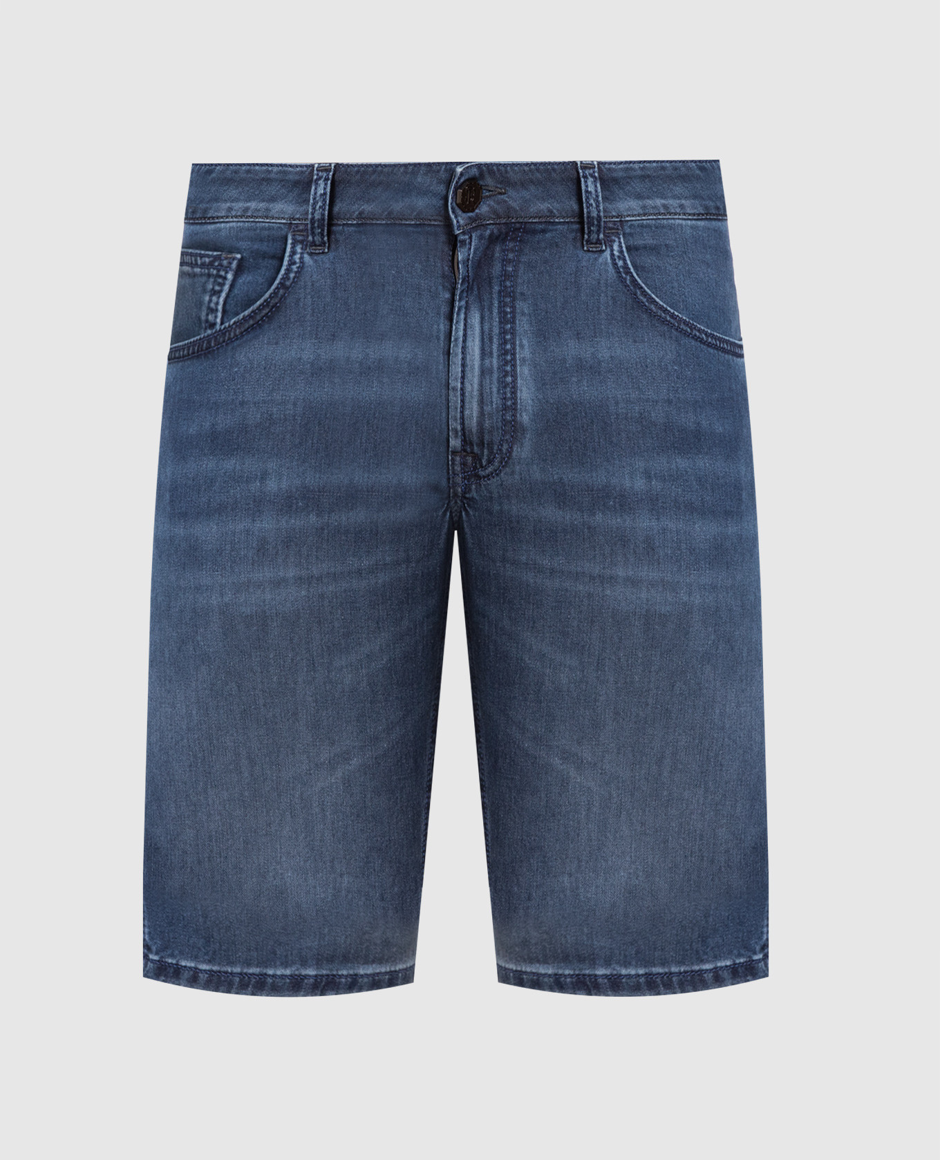 Синие джинсовые шорты с эффектом потертости