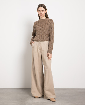 Brunello Cucinelli Коричневый свитер с пайетками MEA358600P