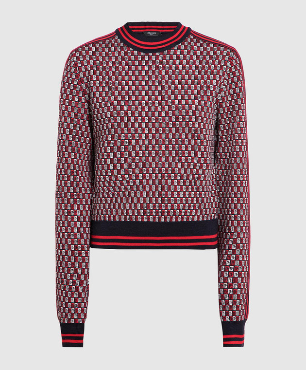 Balmain Sweater made of wool in a monogram pattern BF1KA003KE94
