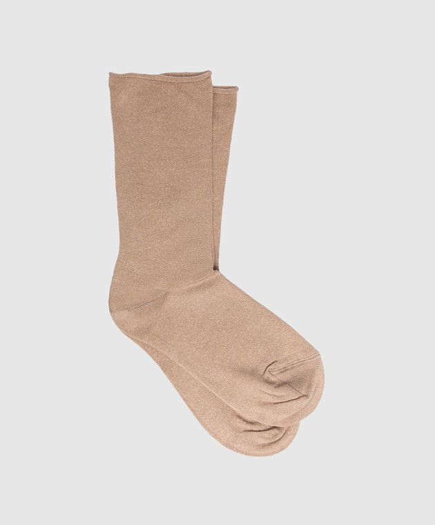 Brunello Cucinelli Темно-бежеві шкарпетки з люрексом M41945019P