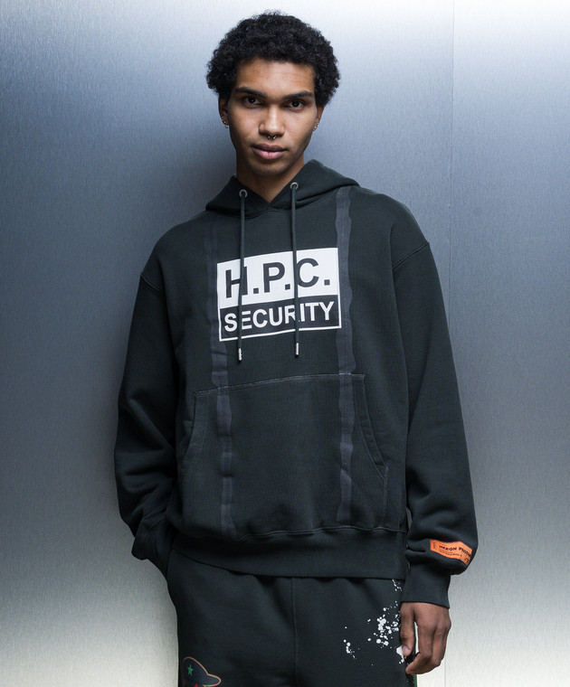 Heron Preston Зеленые худи с принтом HPC Security HMBB024F23JER009 изображение 3