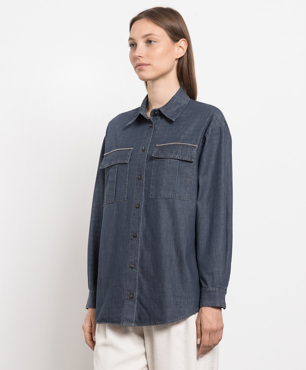 Peserico Blue denim shirt with moil chain S06181L402515 image 3