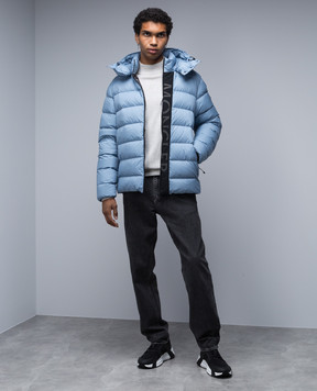 Moncler Голубой пуховик с логотипом 1A00034596K7