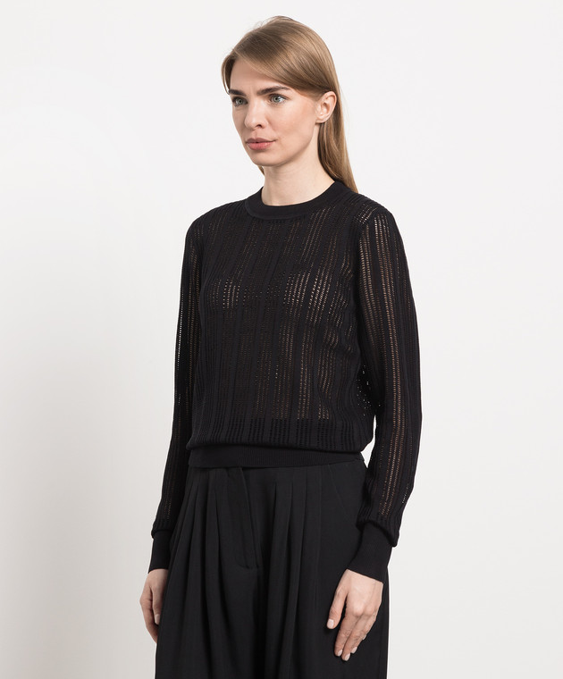 CO Black openwork jumper made of silk 7932TSY image 3