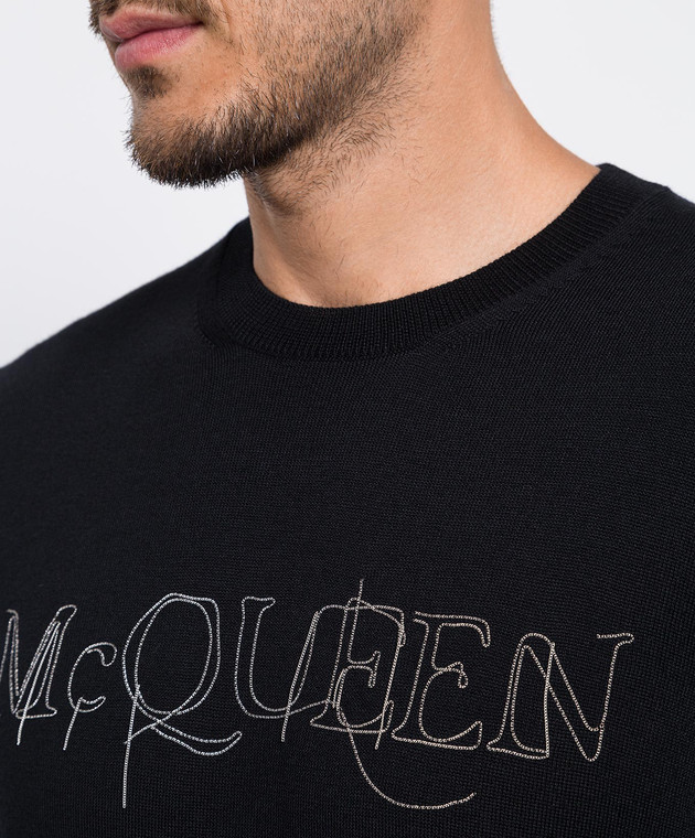 Alexander McQueen Black wool jumper with logo 752042Q1XHN image 5