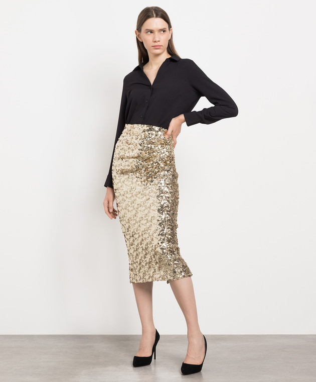Dolce&Gabbana Golden skirt with sequins F4BS1THLMZM image 2