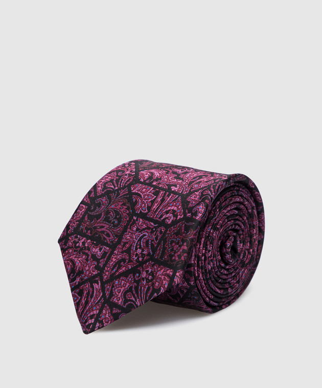 Stefano Ricci Children's burgundy silk patterned tie and pache scarf set YDH25000