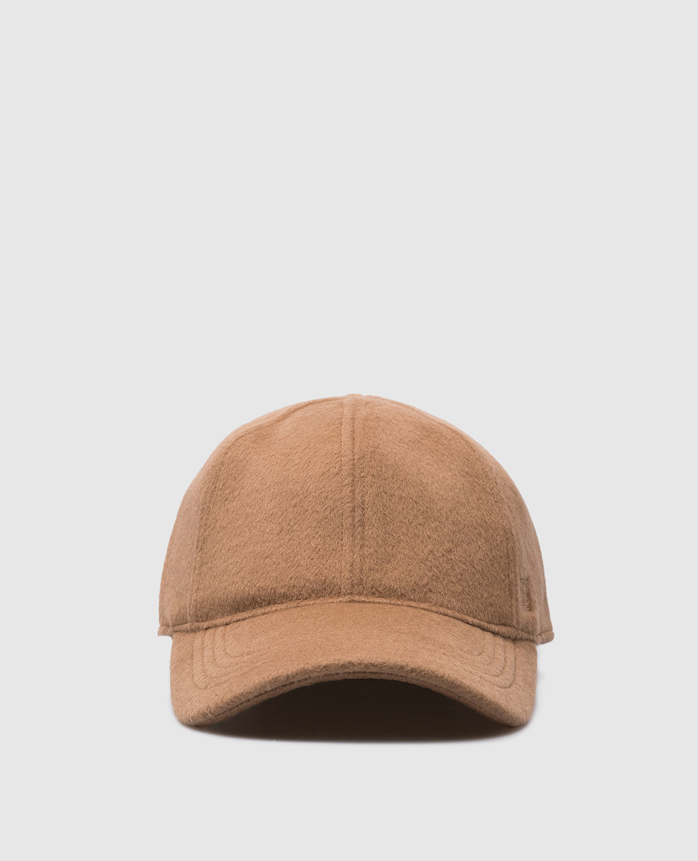 Brown wool and cashmere logo cap