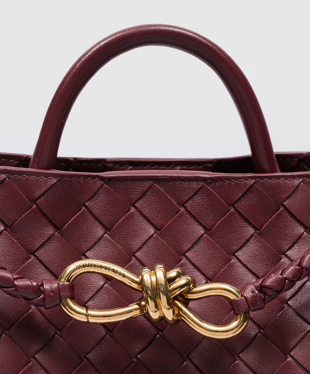 Bottega Veneta Бордовый кожаный тоут Andiamo с плетением 766014VCPP1 изображение 4