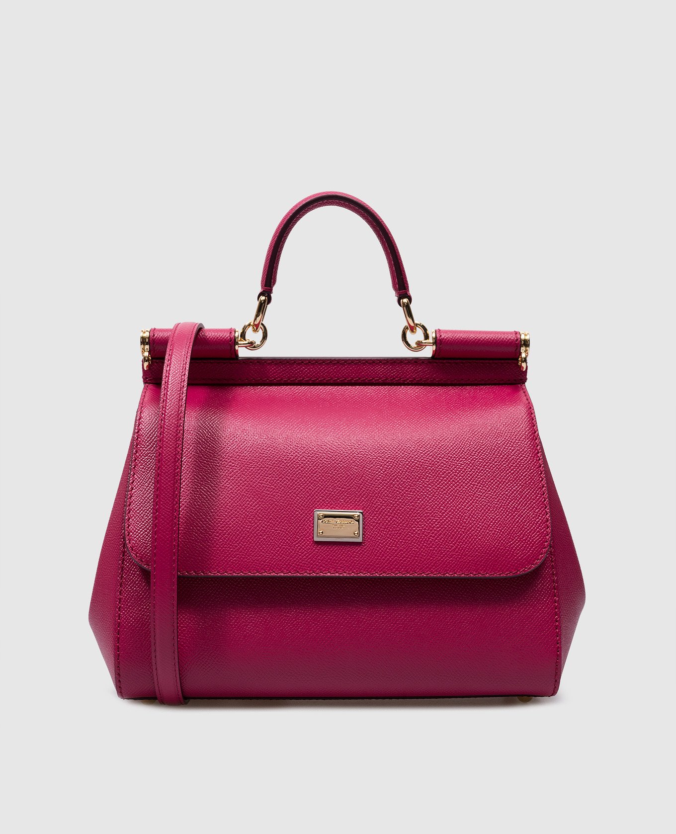 SICILY pink leather satchel bag with metal logo