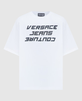 Versace Jeans Couture Біла футболка з принтом логотипа 76GAHG07CJ01G