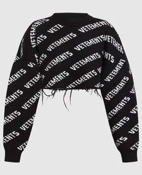 Vetements Black sweater made of wool in a logo pattern UE63KN900B