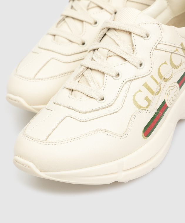 Gucci Дитячі світло-бежеві шкіряні кросівки 585089 зображення 4