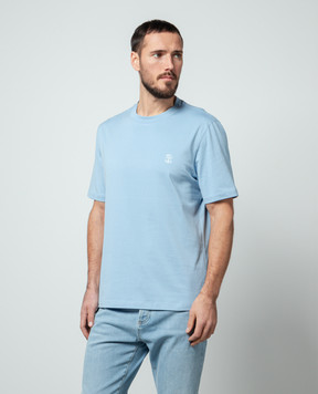 Brunello Cucinelli Голубая футболка с принтом M0B138440