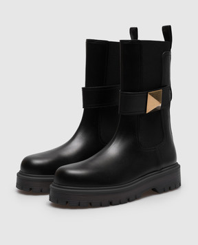 Valentino Чорні шкіряні челсі One Stud Beatle 3W2S0FY1KUM