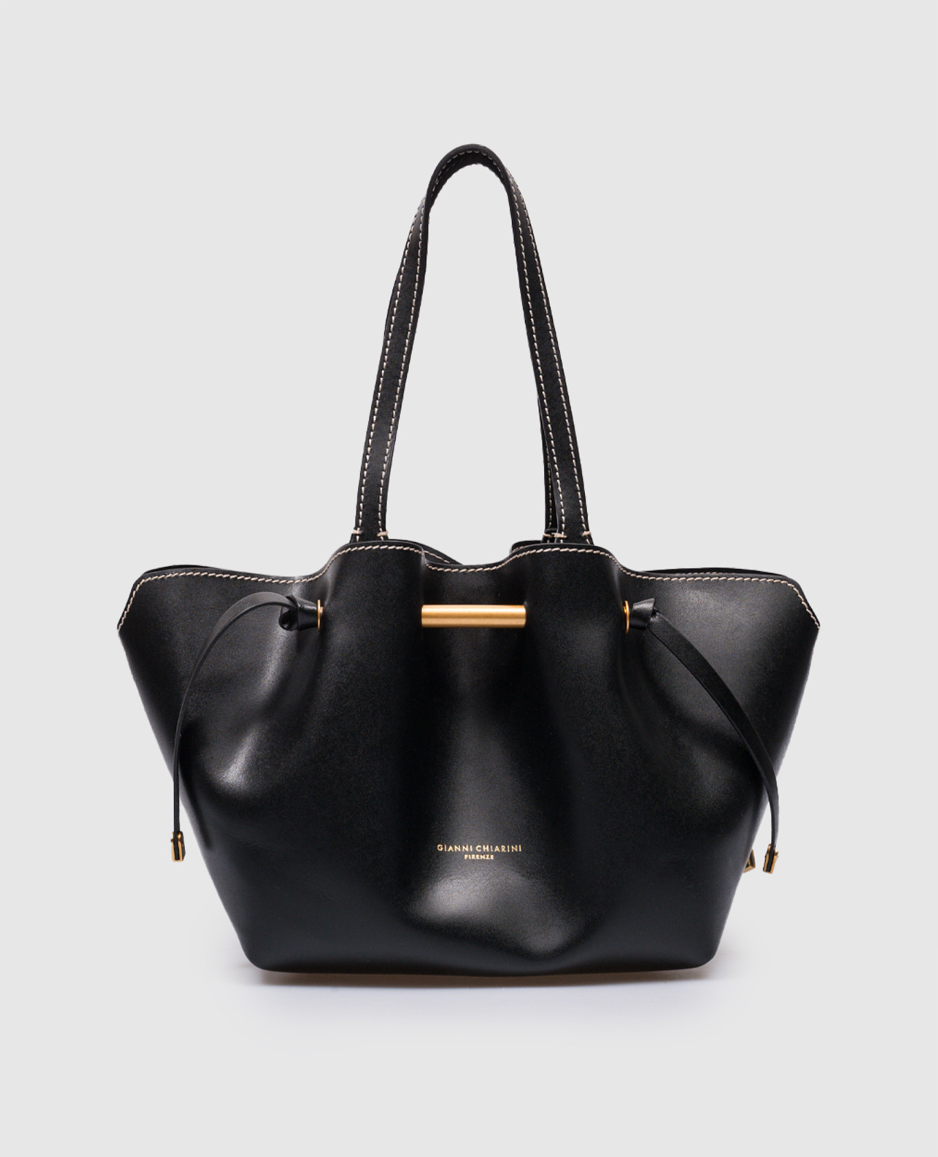 Amanda black leather tote bag