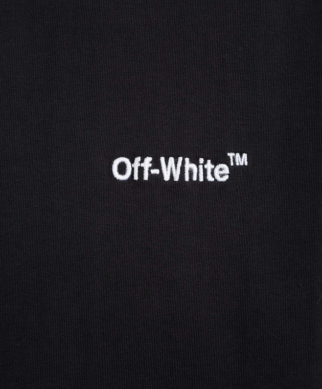 Off-White - Black T-shirt with contrasting logo embroidery ...