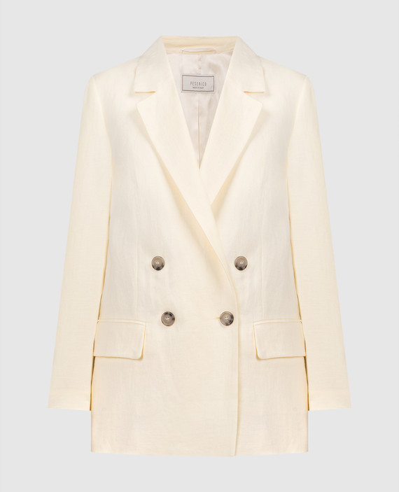 Yellow double-breasted linen jacket