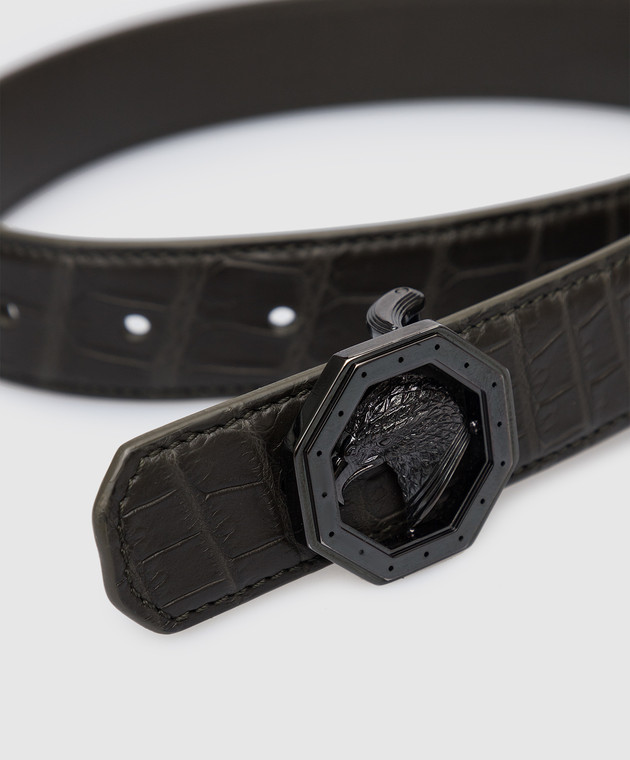 Stefano Ricci Children's black crocodile leather belt with logo Y301CSC502U image 3