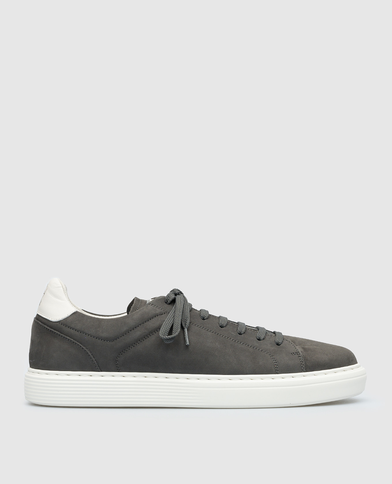 Gray suede sneakers with logo