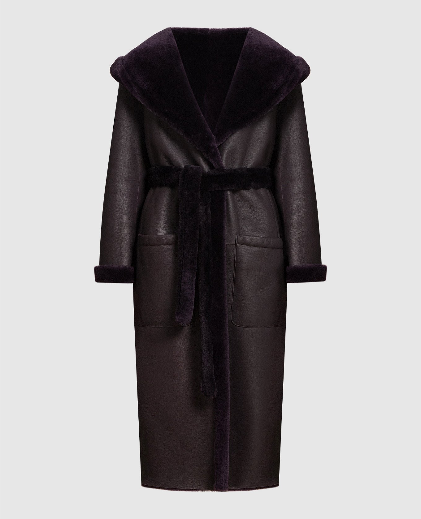 Purple two-sided sheepskin coat