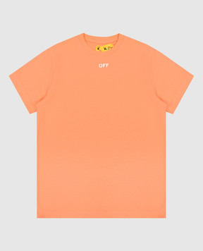 Off-White Детская оранжевая футболка с принтом логотипа OGAA001S23JER002