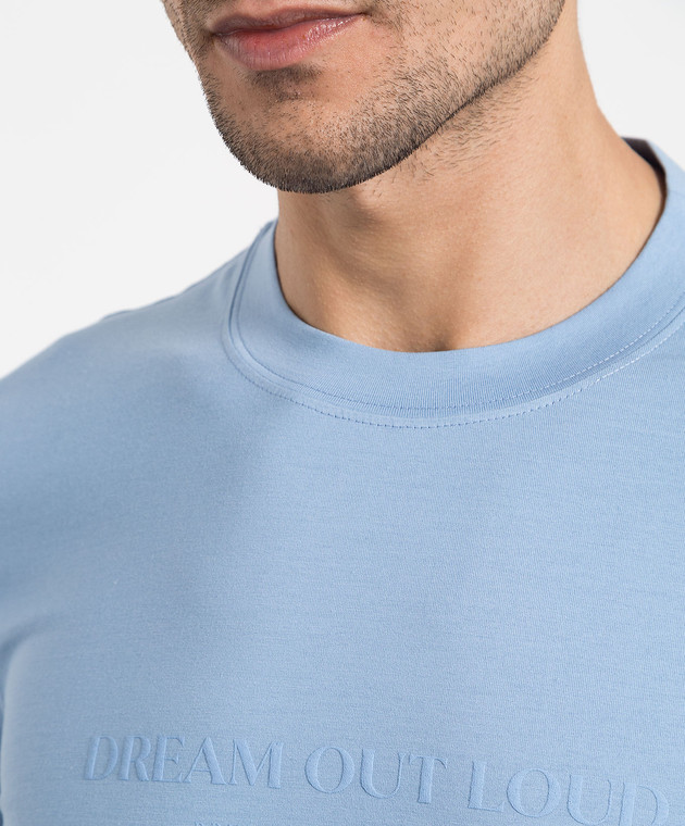Brunello Cucinelli Блакитна футболка з принтом Dream out loud M0T618441 зображення 5