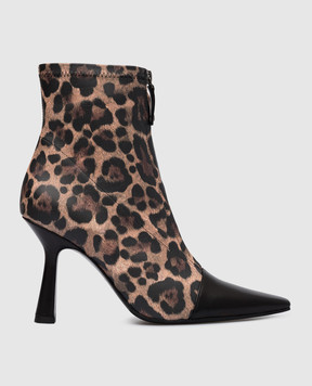 Babe Pay Pls Brown leather ankle boots in leopard print 441900083022
