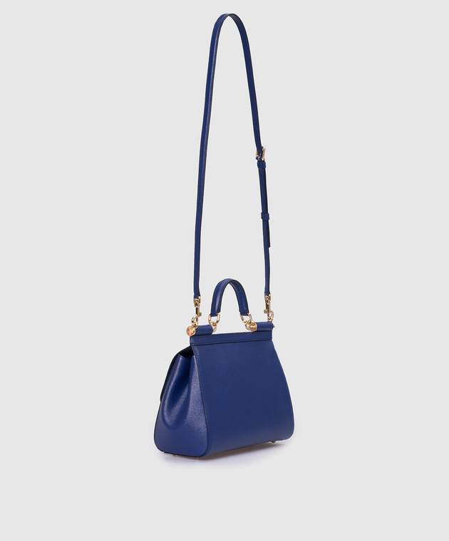 Dolce&Gabbana Синя шкіряна сумка-трапеція Sicily BB6002A1001 зображення 3