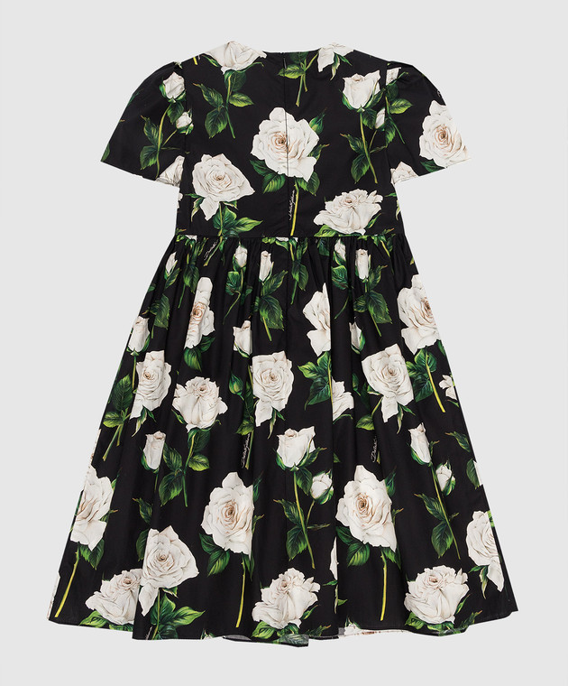 Dolce&Gabbana Children's black dress with a print of White roses L53DD5HS5ND812 image 2
