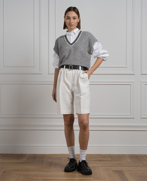 Brunello Cucinelli Серый жилет из льна с пайетками MCO555922