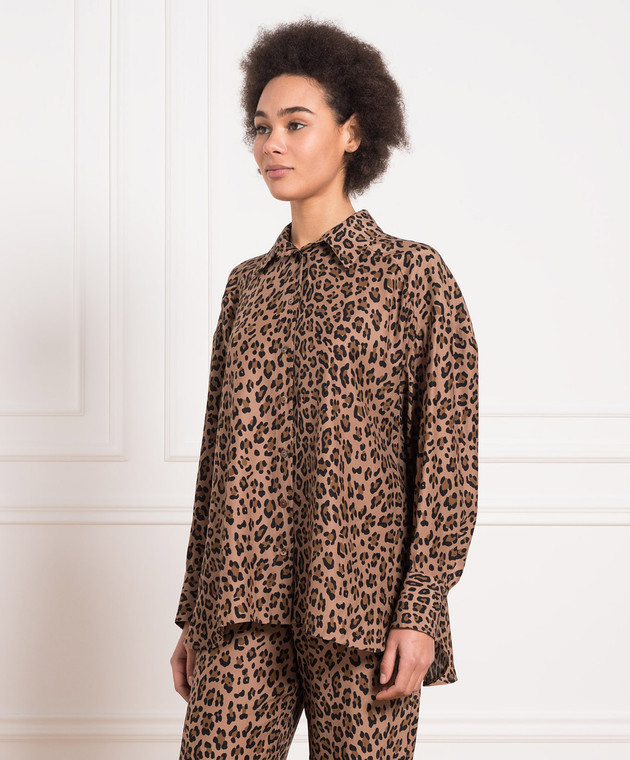 Simonetta Ravizza Brown shirt made of silk in an animalistic print SH44T29 изображение 3