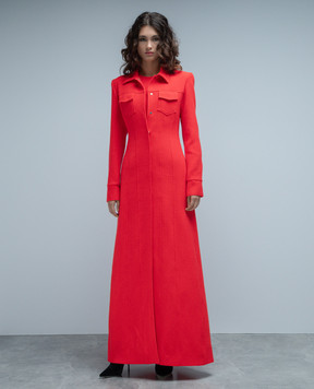 David Koma Червоне пальто максі з вовни AW23DK40C
