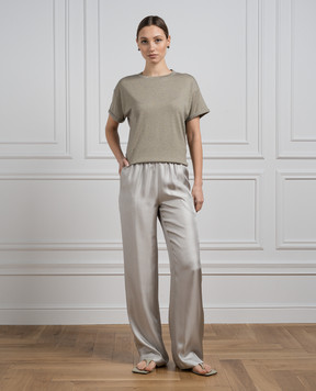 Brunello Cucinelli Зелена футболка з кашеміром та шовком з люрексом M41810000