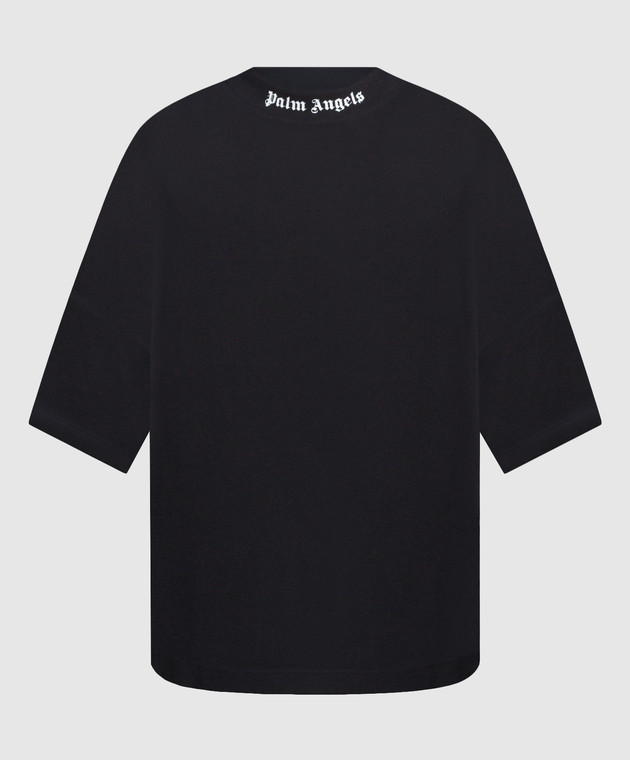 Palm Angels Чорна футболка з фактурним принтом логотипу PWAA023C99JER001