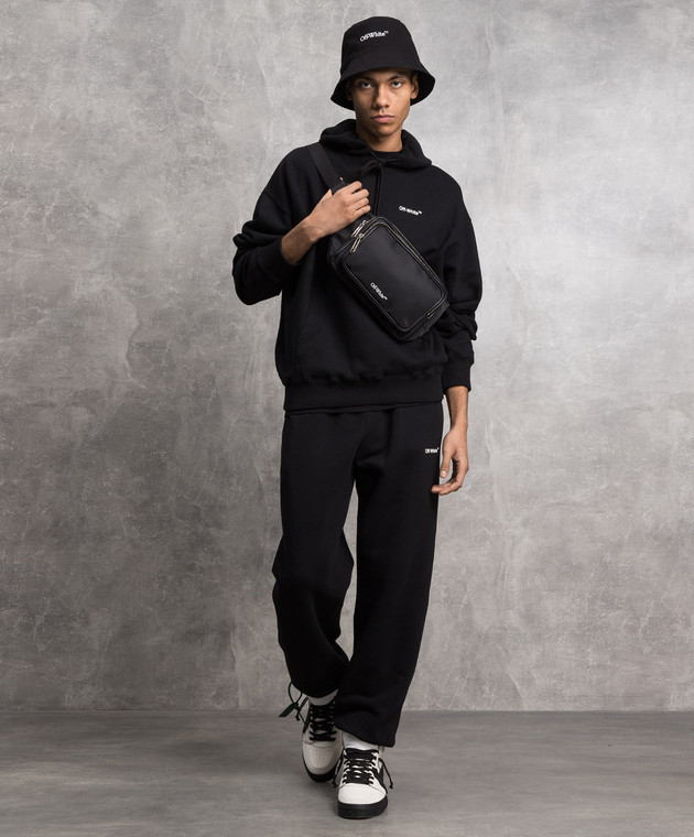 Off-White Черное худи с принтом логотипа OMBB037C99FLE003 изображение 2