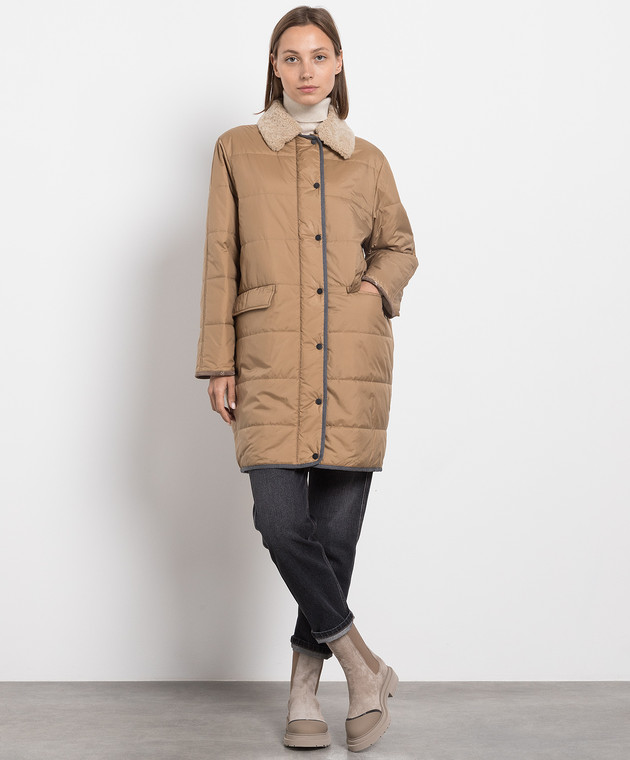 Brunello Cucinelli Brown quilted jacket with monil chain MH5049789P buy with European