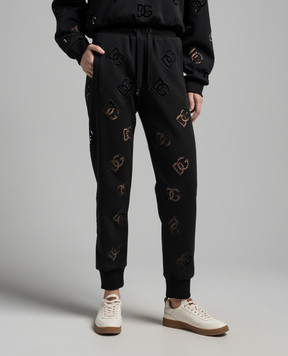 Dolce&Gabbana Черные джоггеры с вышивкой логотипа FTCP7ZGDB9U