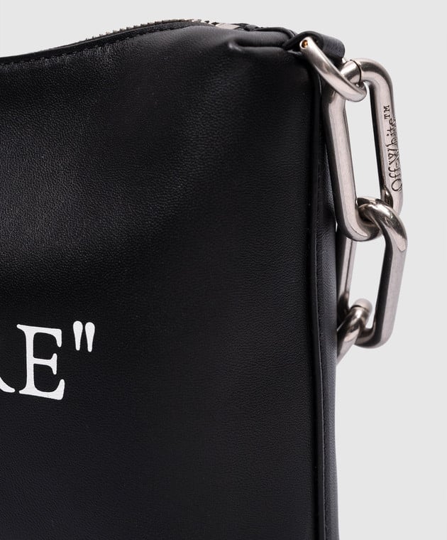 Off-White - Black Leather Block Pouch Quote OWNM045C99LEA001 - buy
