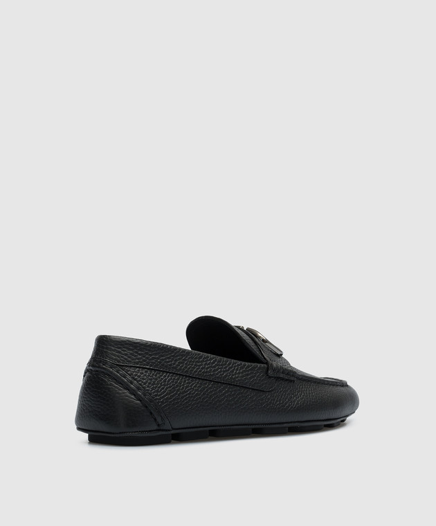 Valentino Black leather loafers with metallic Vlogo Signature logo 3Y2S0G30BNT image 3