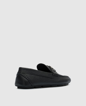 Valentino Чорні шкіряні мокасини з металевим логотипом Vlogo Signature 3Y2S0G30BNT