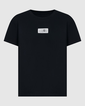 Maison Margiela MM6 Чорна футболка з контрастним патчем логотипа S52GC0312S24312